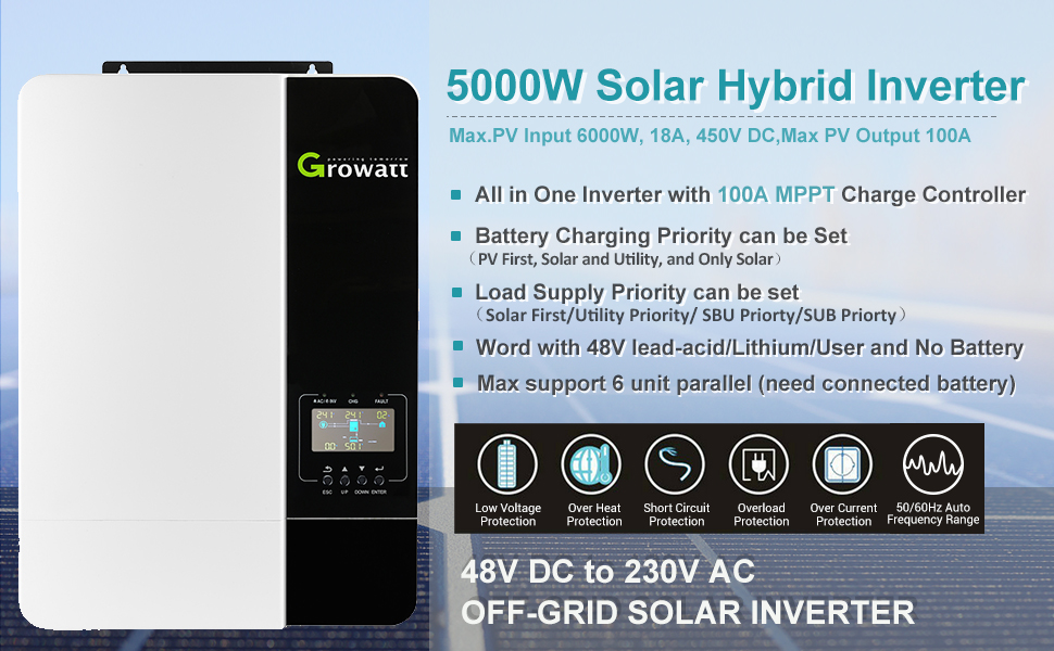Growatt Solar SPF Hybrid Inverter 5KW 5000 Es-2